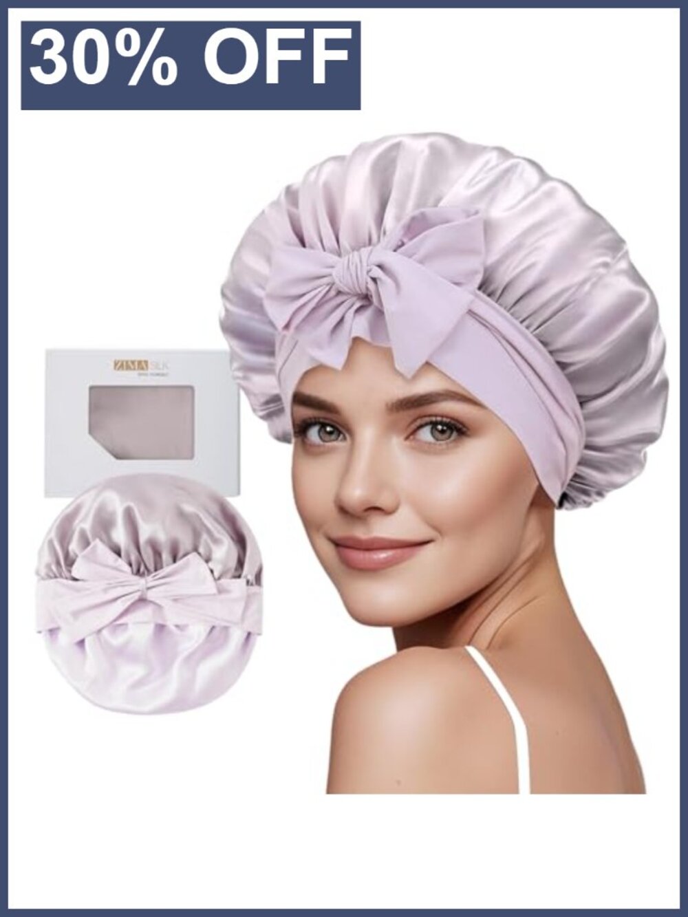 100% Mulberry Silk Sleeping Bonnet Double Layer Adjustable Hair Wrap OEKO-TEX